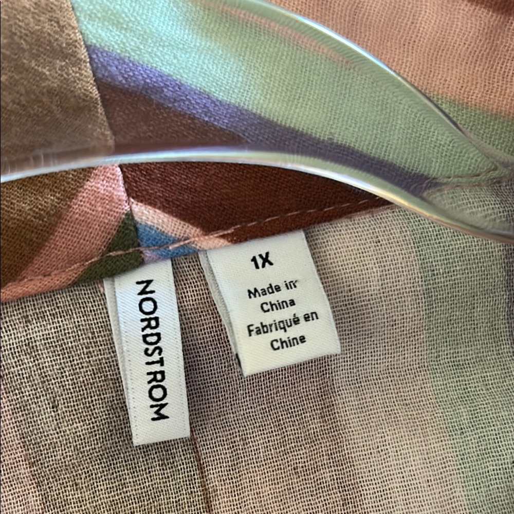 Nordstrom Striped Multicolor Wrap Jacket 1X Cotton Gauze Belted - Picture 13 of 16